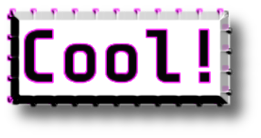 Stylized text that says 'Cool!'